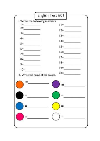 Numbers, Colors, Jobs and Verb to be (present) Revision