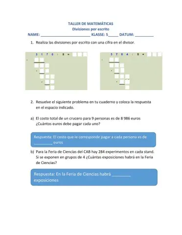 Divisiones con números Naturales