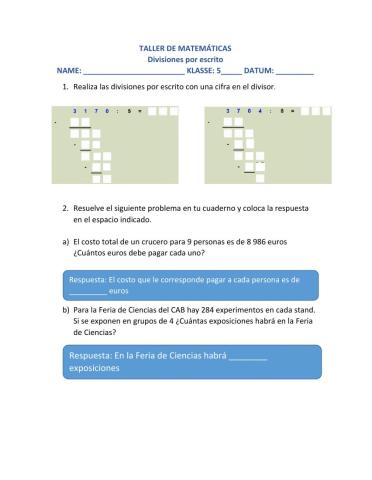 Divisiones con números Naturales