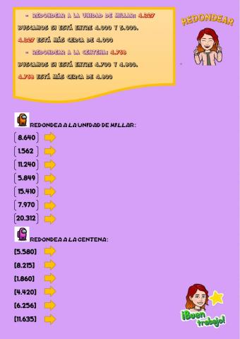 Redondear a la unidad de millar y a la centena