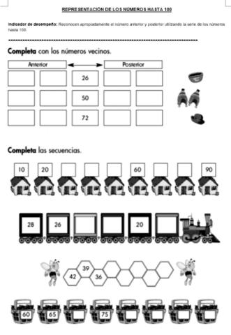 Representación de los números hasta el 100