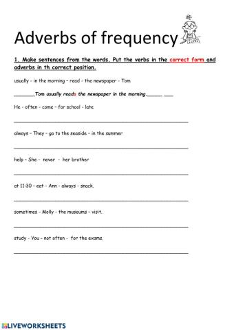 Adverbs of frequency TEST 1