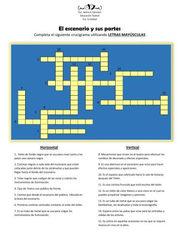 Crucigrama El escenario y sus partes-