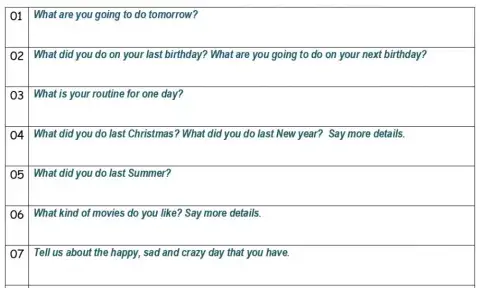 Review tenses: questions 01