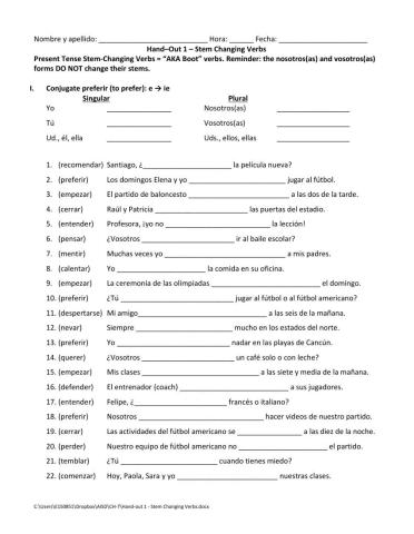 Stem-Changing Verbs 1