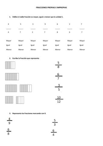 Fracciones propias e impropias