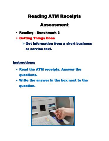 Reading ATM Receipts Assessment