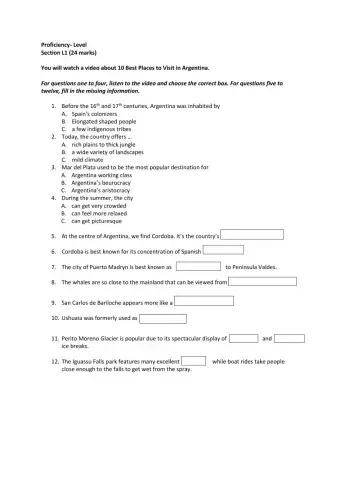 Tourism: places. Argentina