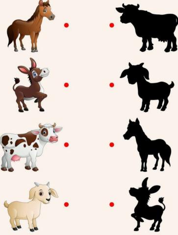 Unește animalul cu umbra lui!