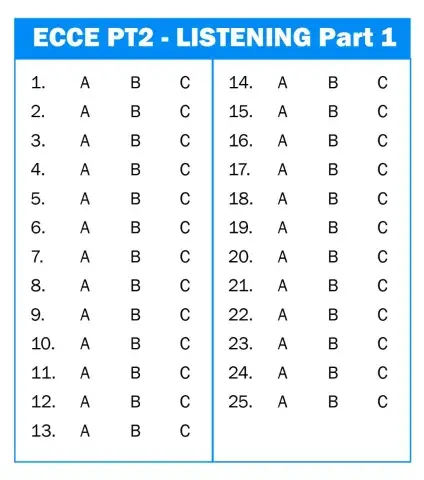 ECCE PT 2- Listening Part 1