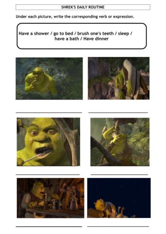 Shrek's daily routine