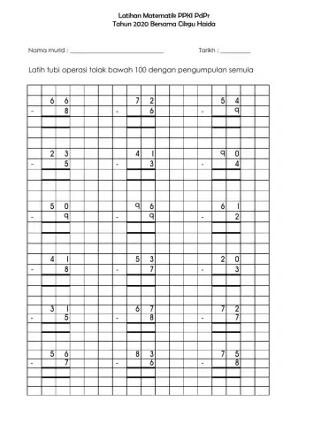 Operasi Tolak Bawah 100 Dengan Pengumpulan Semula