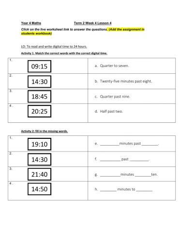 DIS Maths week 4 lesson 4