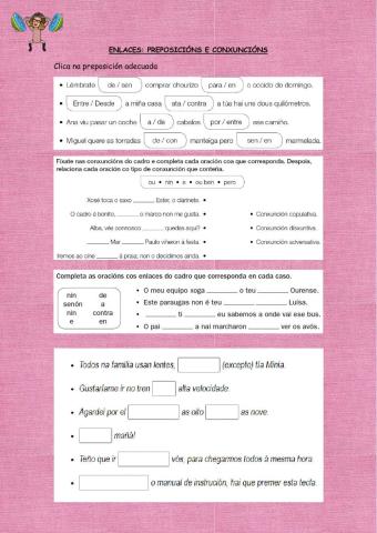 Preposicións e conxuncións