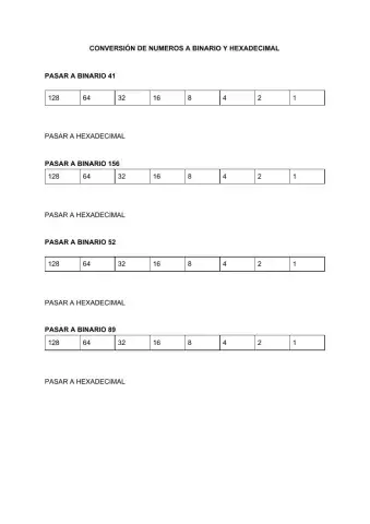 Convertir de decimal a binario y hexadecimal
