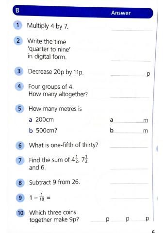 Mental Maths Practice