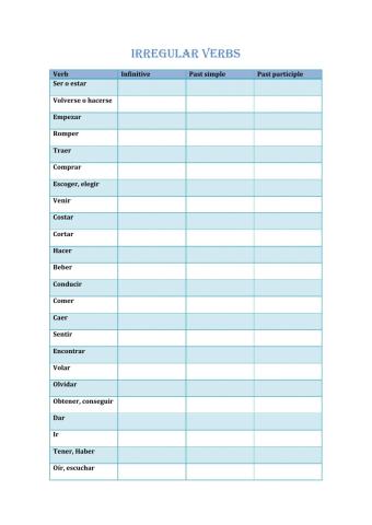 Irregular verbs