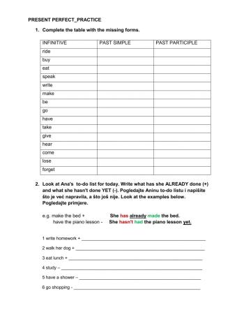 The Present Perfect Practice
