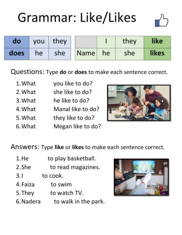 Grammar: Like-Likes
