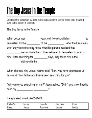 Jesus as a boy in the temple
