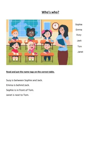 Prepositions - in the classroom - Level 1