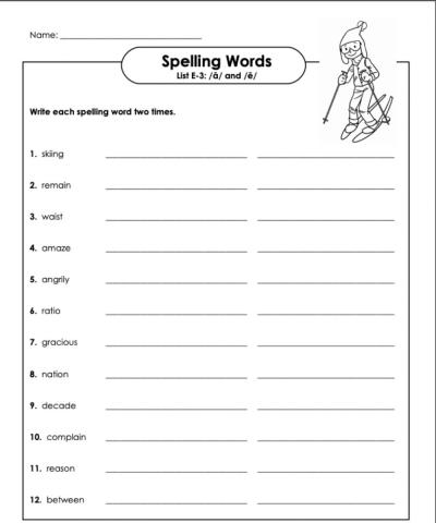 Write words twice  e-3 6th grade