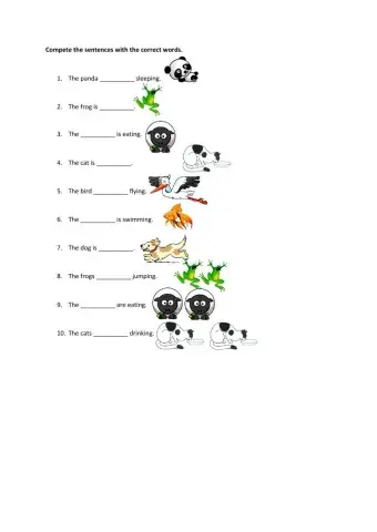 Animals Present Continuous Worksheet