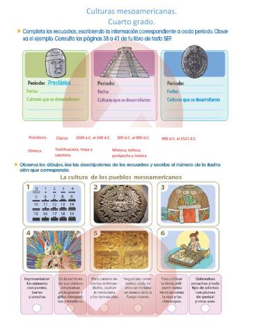 Culturas mesoamericanas y sus expresiones culturales.