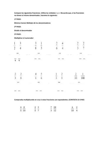 Comparar fracciones y fracciones equivalentes