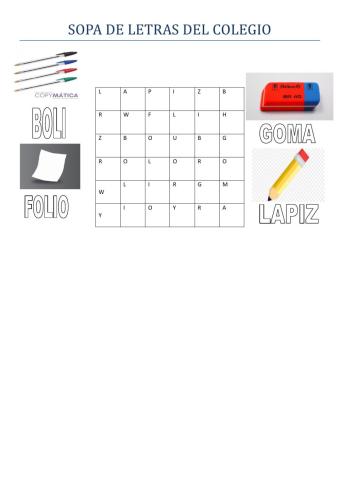 Sopa de letras del colegio