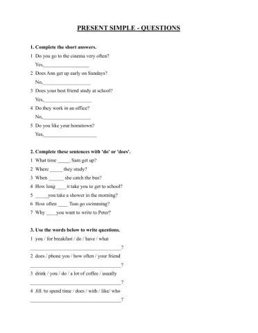 Present simple: questions