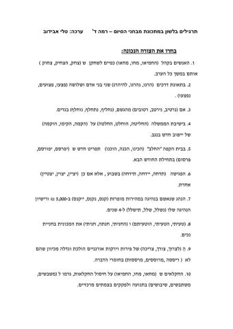 תרגיל בלשון ברמה ד' 1