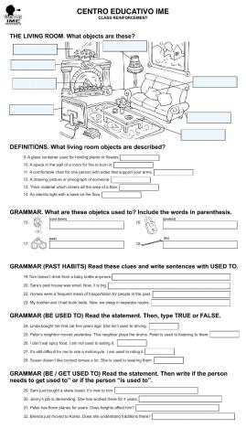Living room, used to, be - get used to (A2)