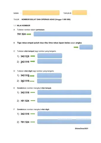 NILAI NOMBOR -Tahun 5