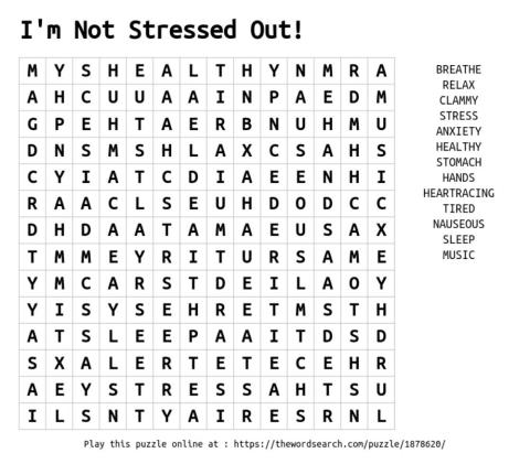 Anxiety Word Search