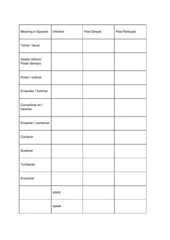 Irregular verbs test - A (2ºESO)