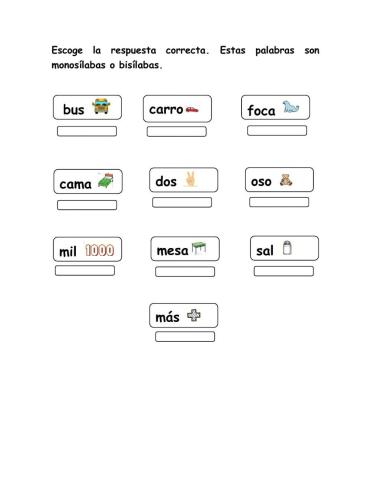 Monosílabas y bisílabas