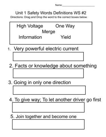 ELA Unit 1 Safety Words Drag and Drop Definitions -2