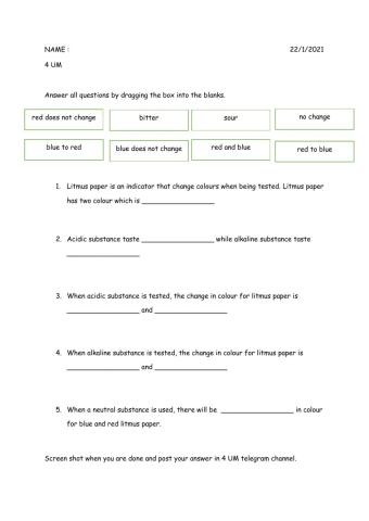 Acid alkaline Year 3 Revision