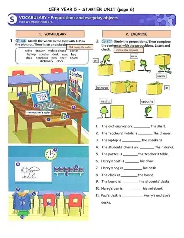CEFR Year 5 Starter Unit - Prepositions (page 6)
