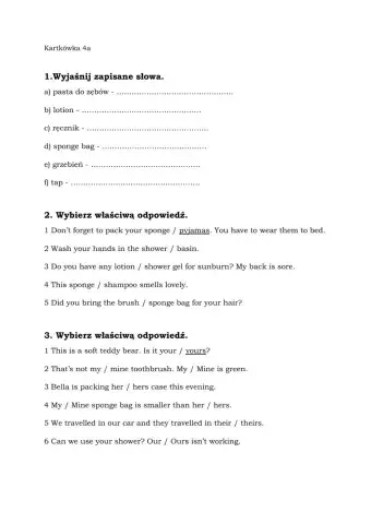 Kartkówka dla klasy 6 4a