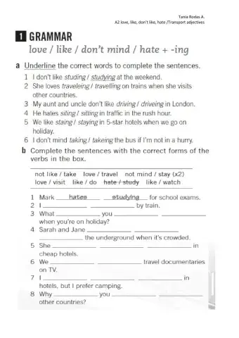 Verb-ing - adjectives of transportation