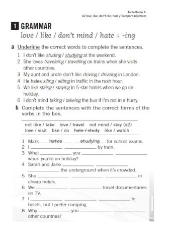 Verb-ing - adjectives of transportation