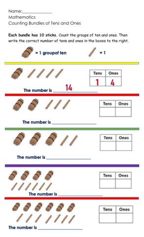 Counting groups of Tens and Ones