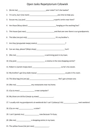 Open tasks Repetytorium Człowiek kl. 7