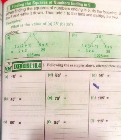 Finding squares of numbers ending in 5 Part B