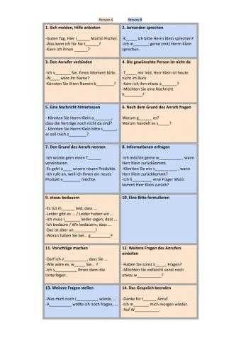 Redemittel: Telefonieren