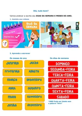 Dias da semana e meses