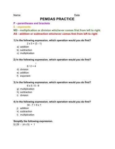 Pemdas practice