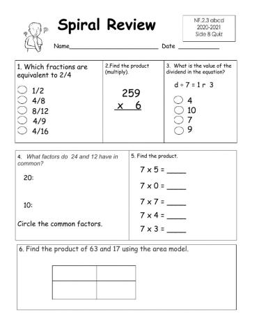 Spiral Review Quiz NF.2.3